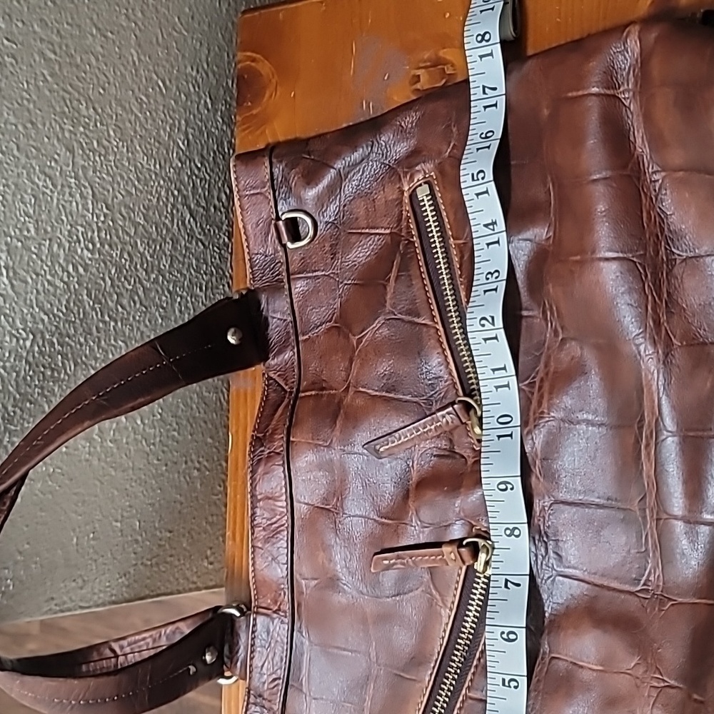 Dooney &‎ Bourke Tote Bag Womens Brown Croc Embossed Leather Shoulder Bag - Picture 11 of 11